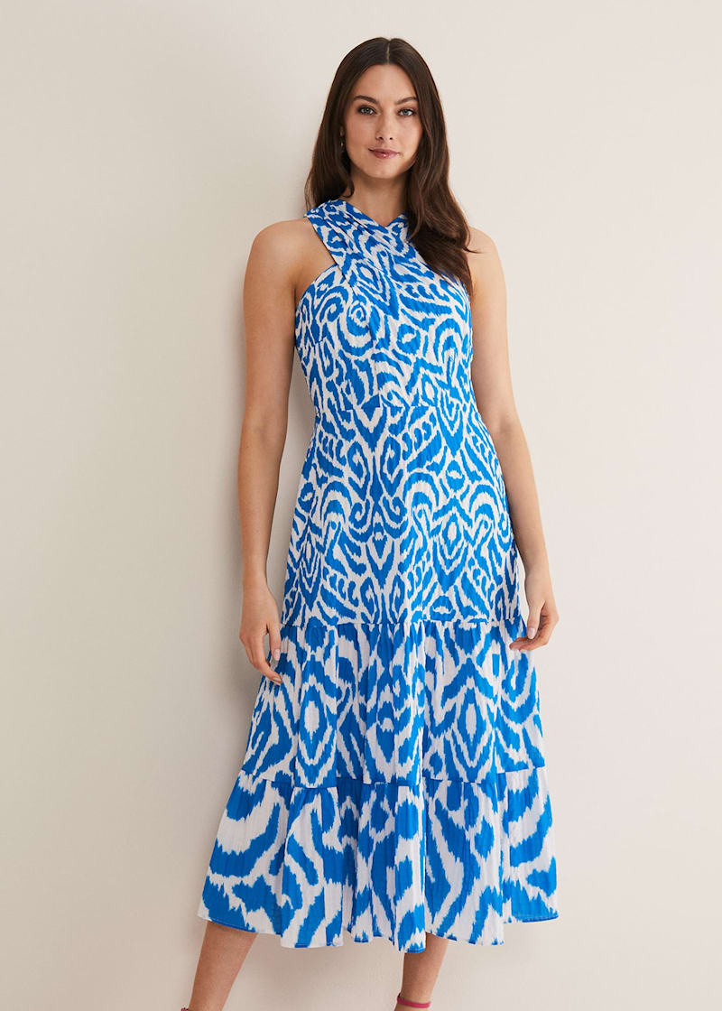 Bella Cross Neck Print Midi Dress | Phase Eight UK |