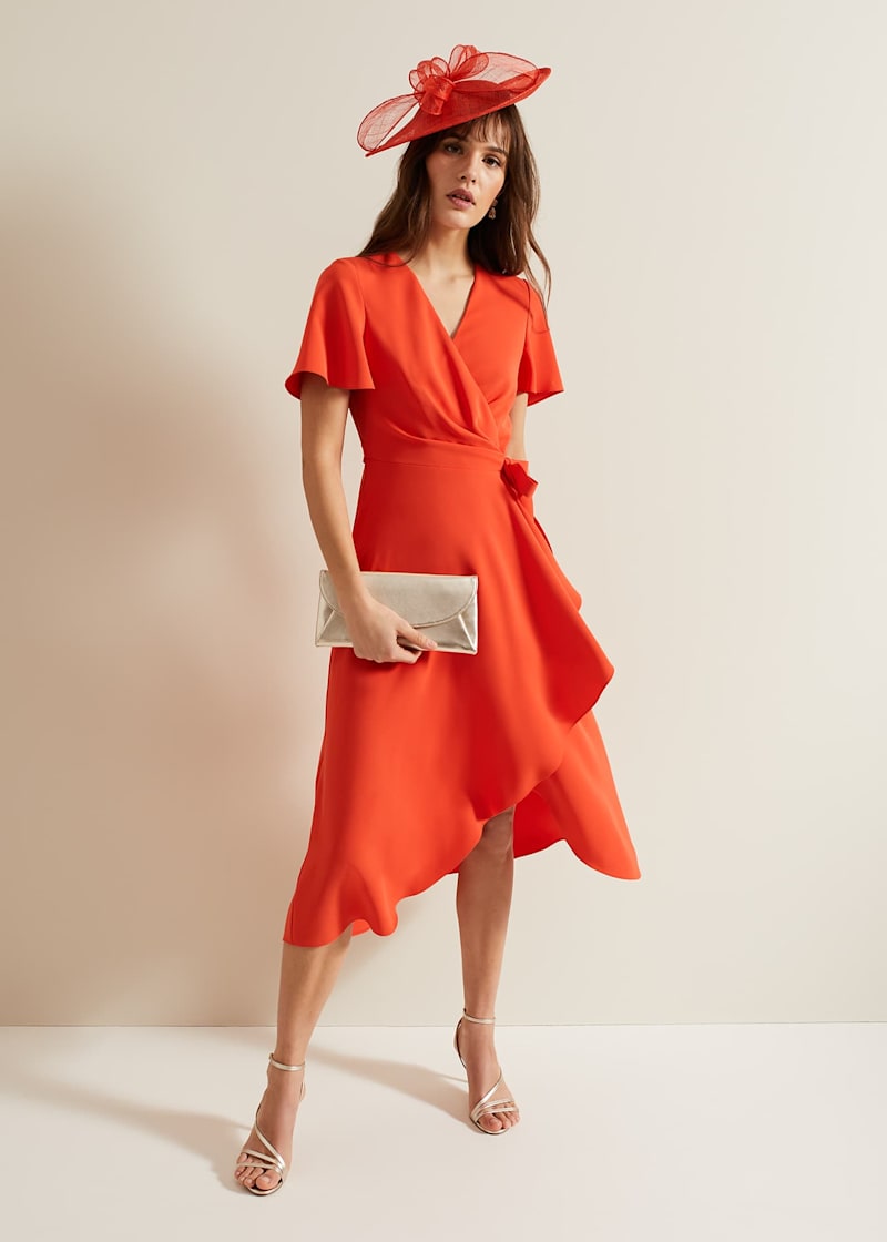 Ruffle wrap midi dress 2025