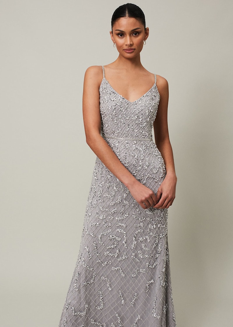 Grey sequin hot sale bridesmaid dress