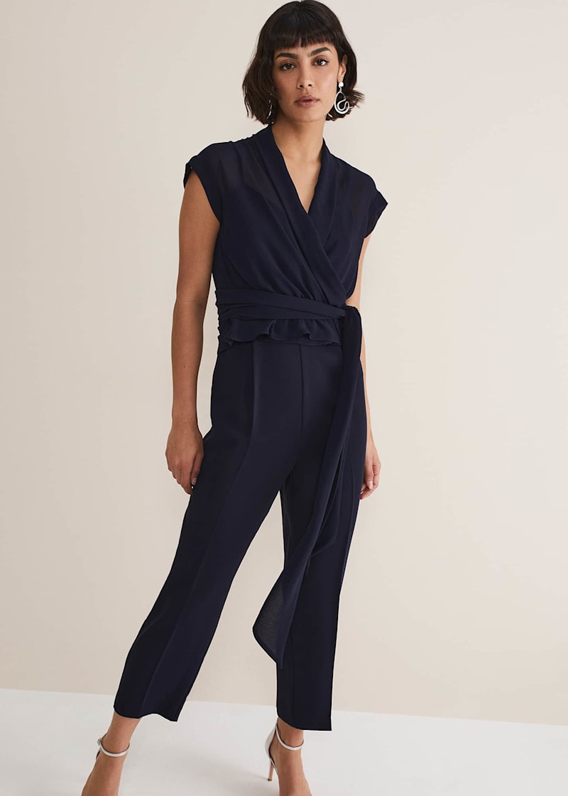 Color block chiffon overlay one shoulder jumpsuit new arrivals