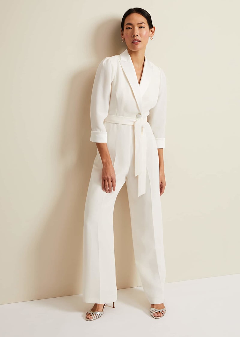 White tux jumpsuit outlet