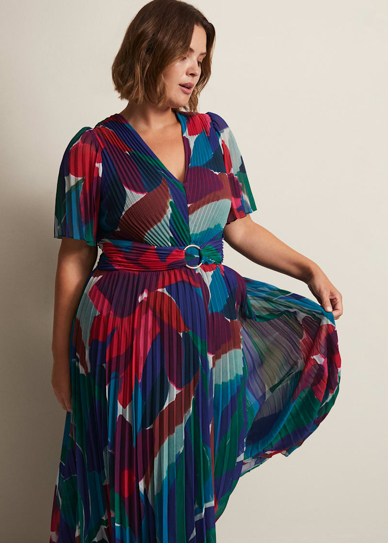 Priscilla Abstract Floral Pleated Maxi Dress Jd Williams Maxi