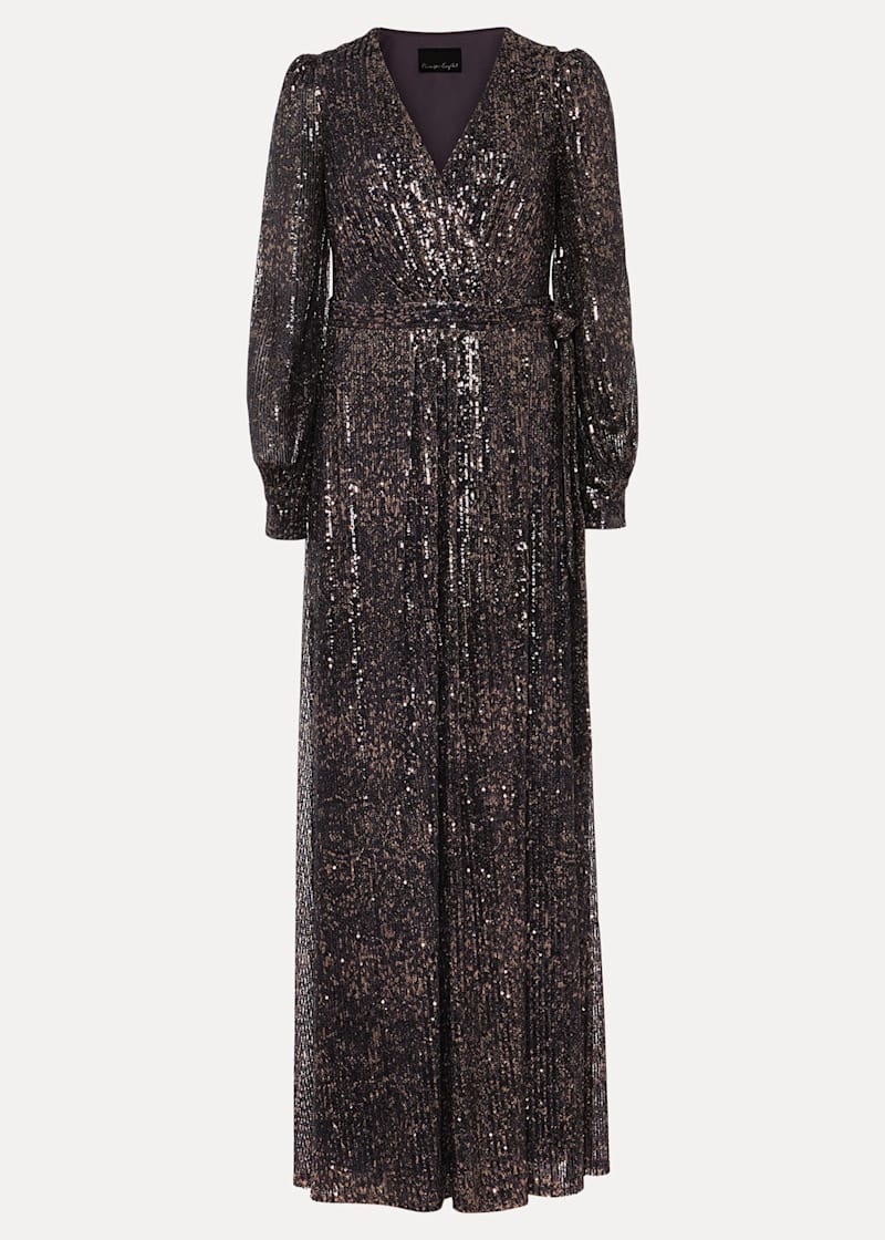 Sequin Maxi Dress with Long Sleeves & Wrap Around Bodice | Phase Eight