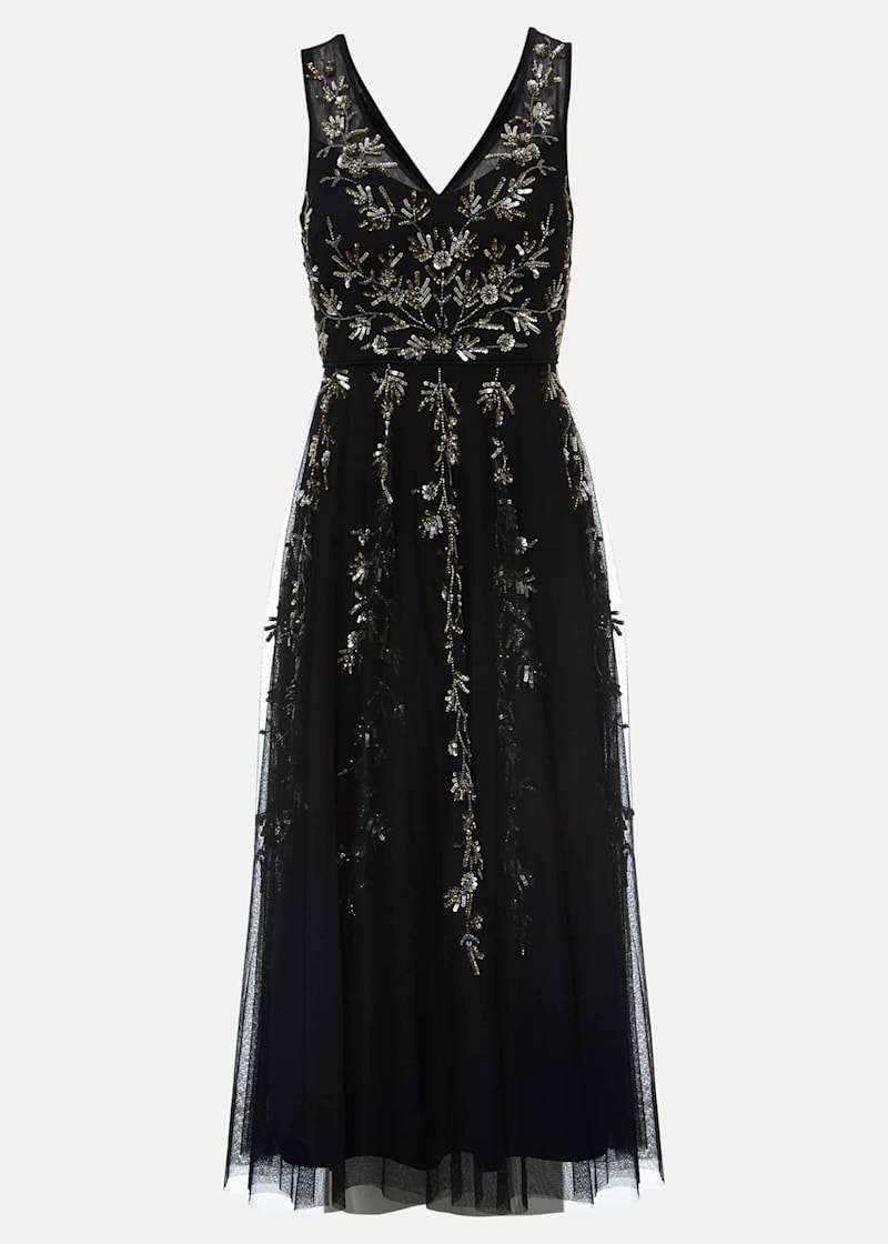 Marina sequin lace midi dress discount