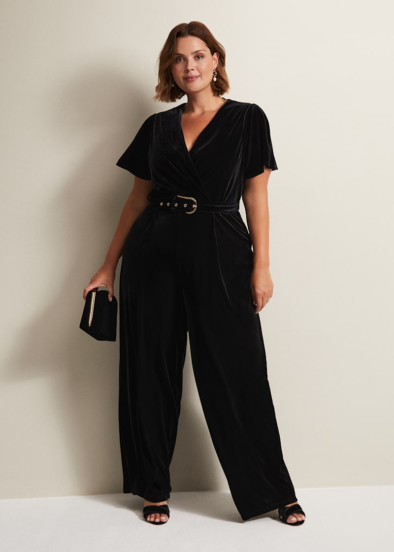 Monsoon black hot sale velvet jumpsuit