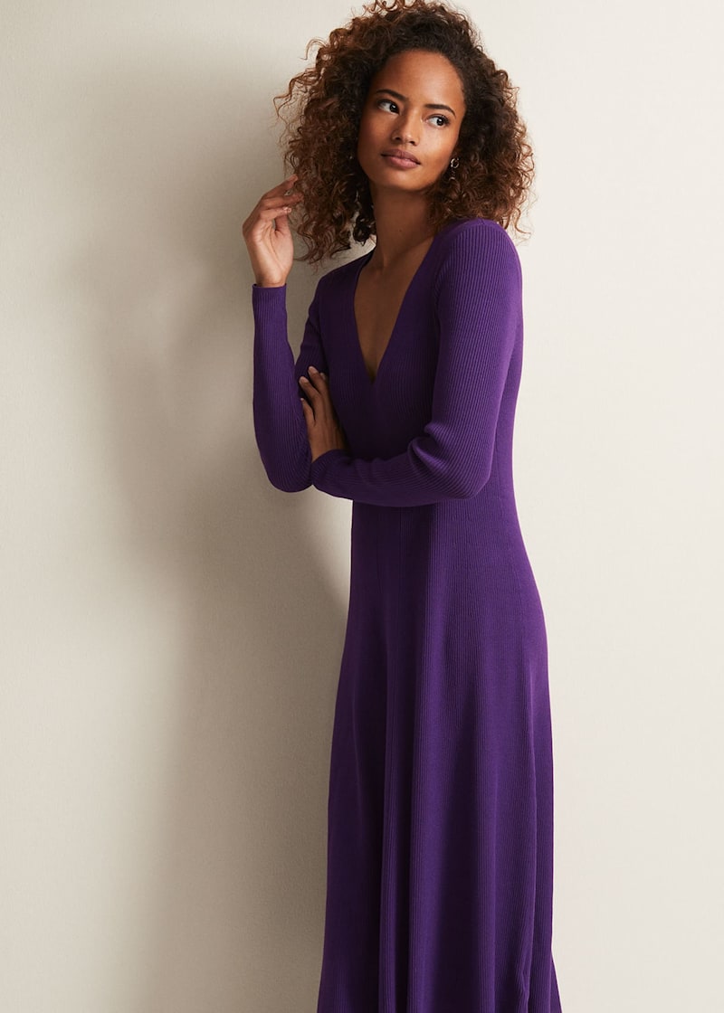 Lavender fit and flare cheap dress