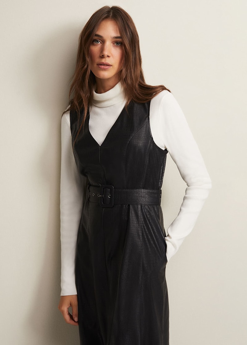Faux leather pinafore hot sale
