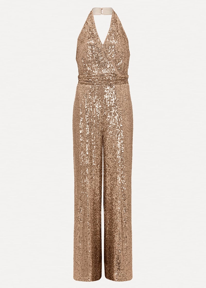 Gold sequin pantsuit top