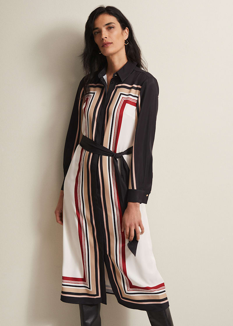 Black & White Striped Shirt Midi Dress | Phase Eight | Phase Eight UK