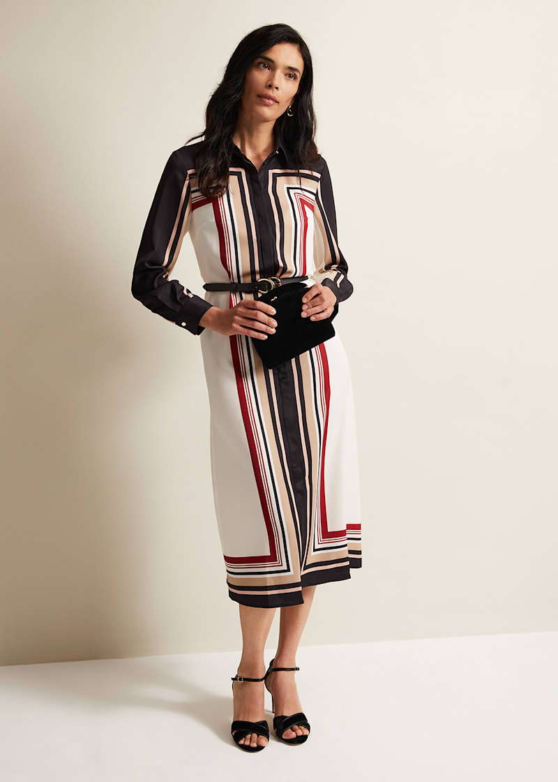 Black White Striped Shirt Midi Dress Phase Eight