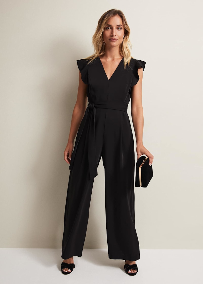 Jumpsuit with ruffle best sale leg