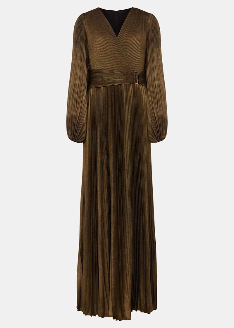 Warehouse foil pleated midi dress online