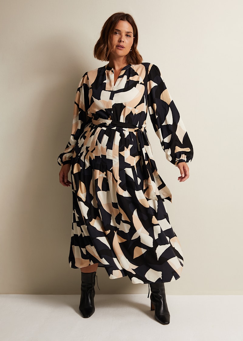 Abstract midi dress deals