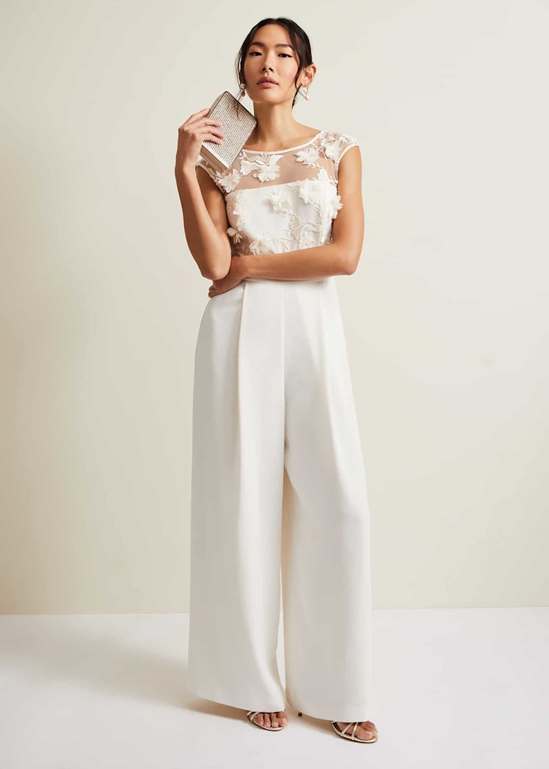 Cherie Bridal Floral Textured Jumpsuit | Phase Eight UK |