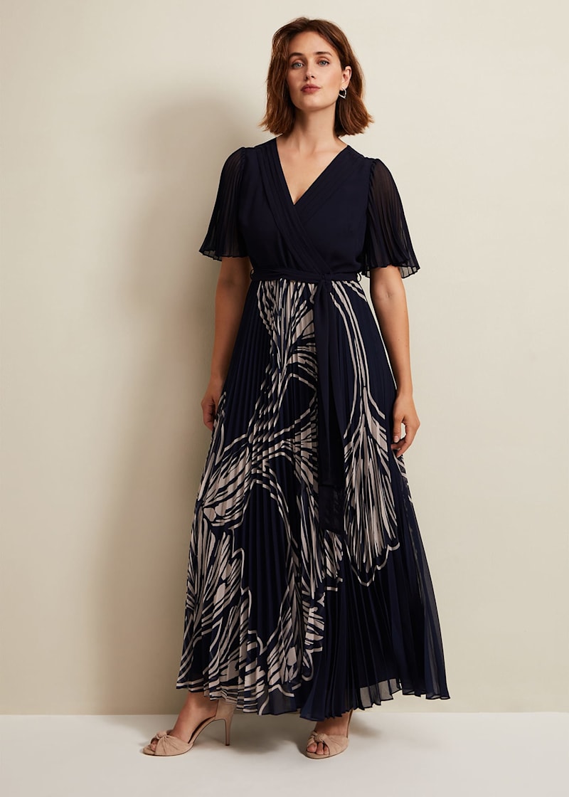 Abigail Printed Pleat Midaxi Dress