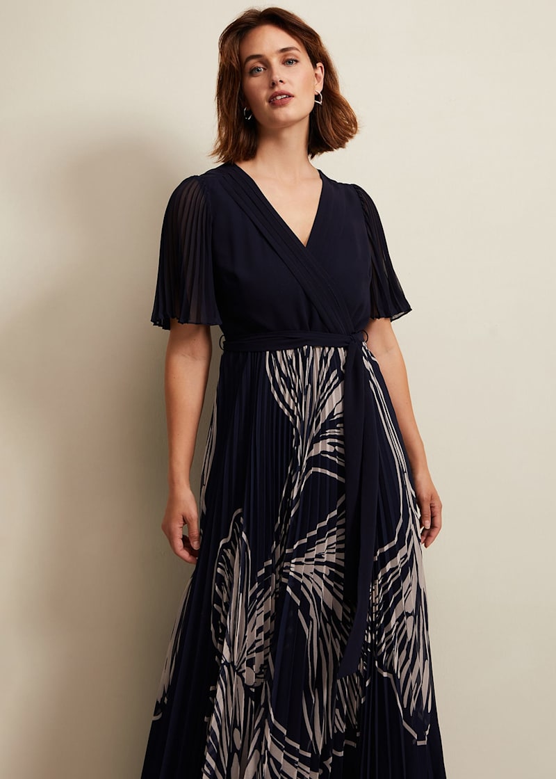 Abigail Printed Pleat Midaxi Dress