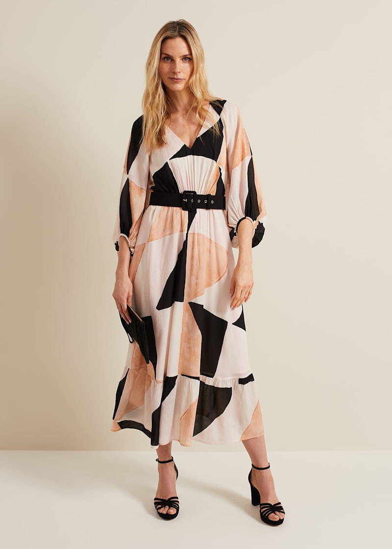 Sophia Colourblock Belted Midi Dress |