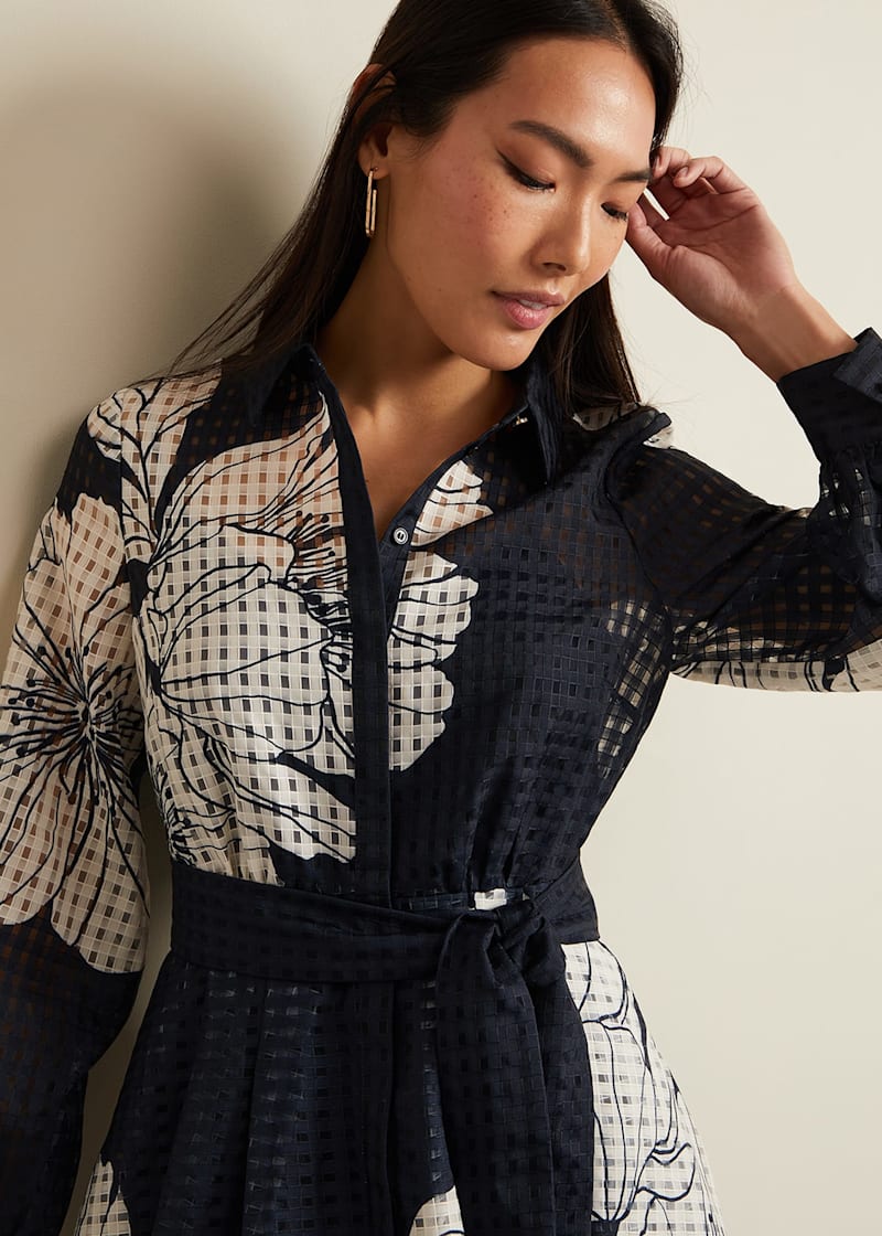 Floral shirt midi dress hotsell
