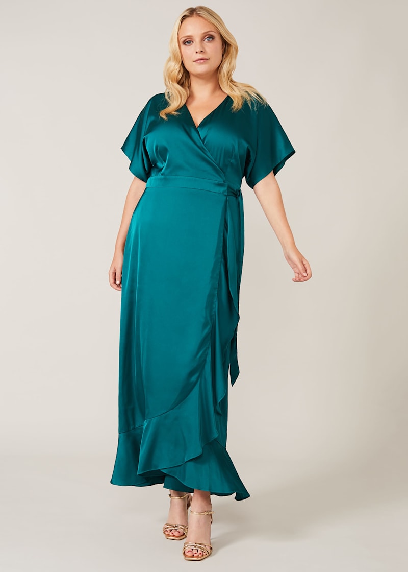 Satin wrap maxi dress store