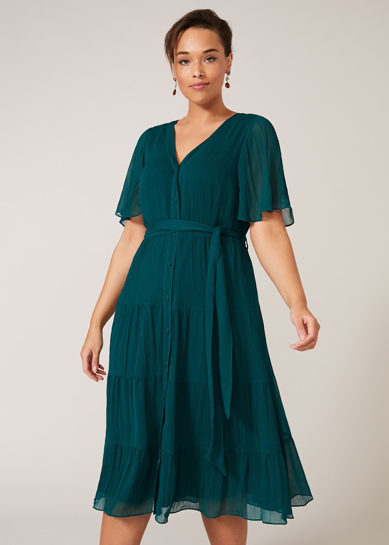 Green chiffon wrap on sale dress