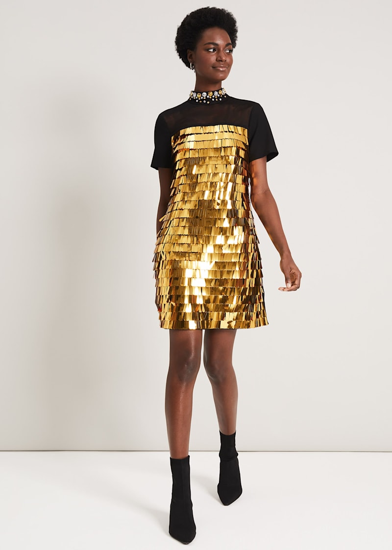 Gold sequin dress hot sale zara