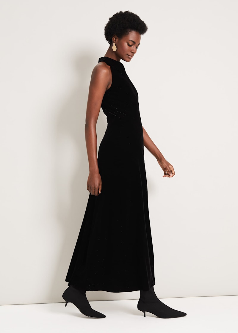 Black shimmer maxi dress outlet
