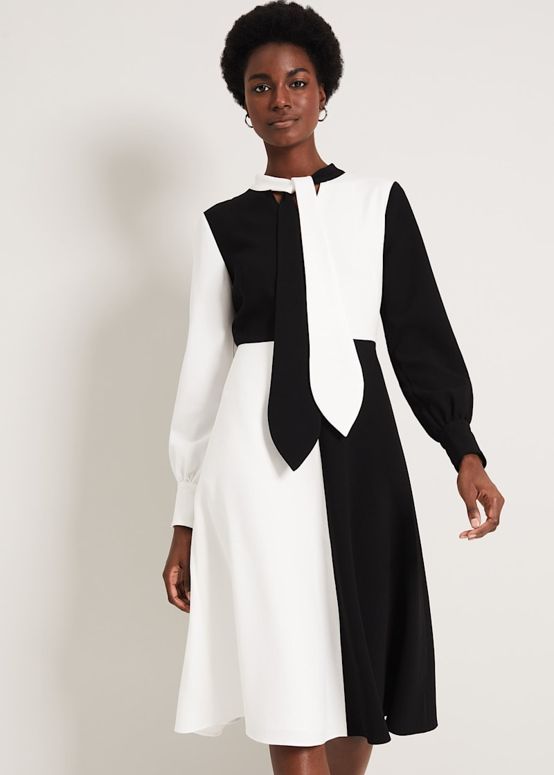 Black and white colour block dress cheap