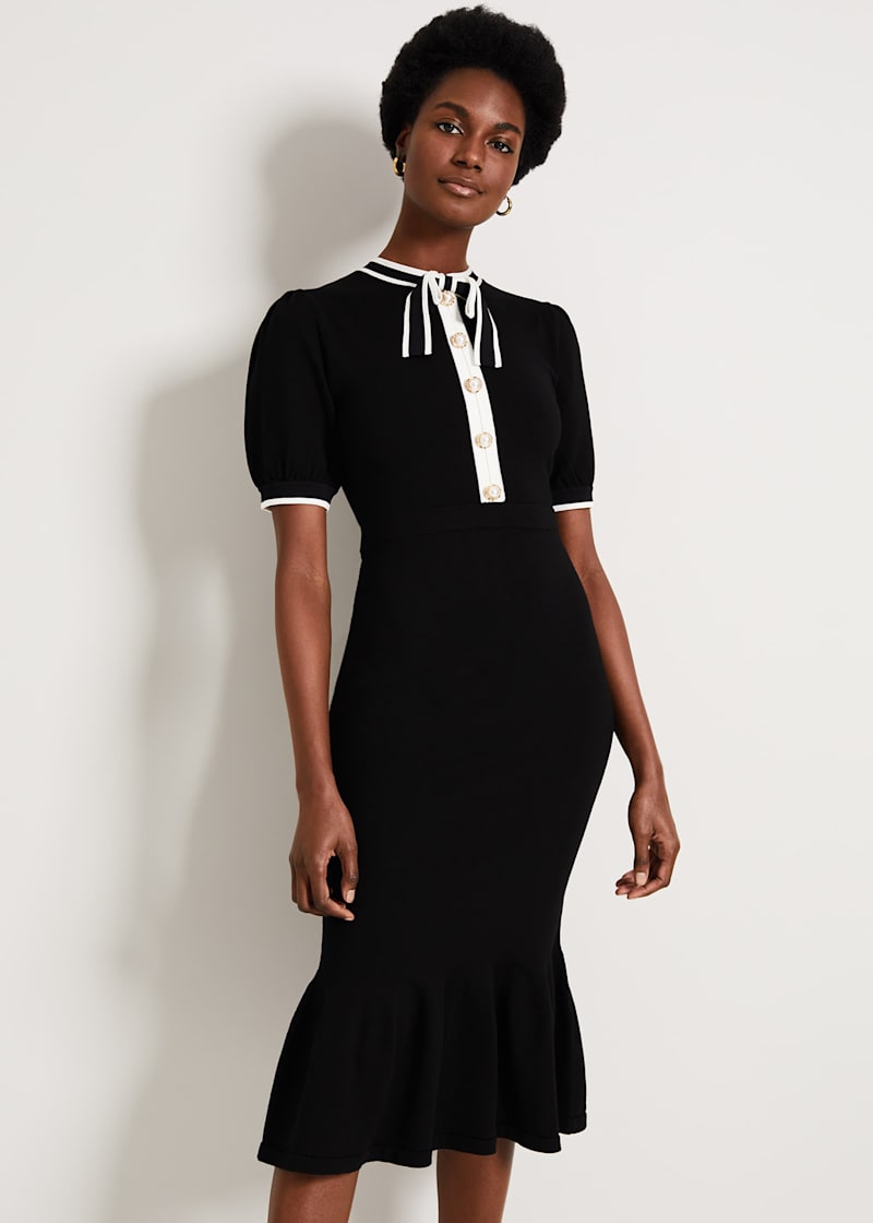 Black dress with bow tie neck clearance