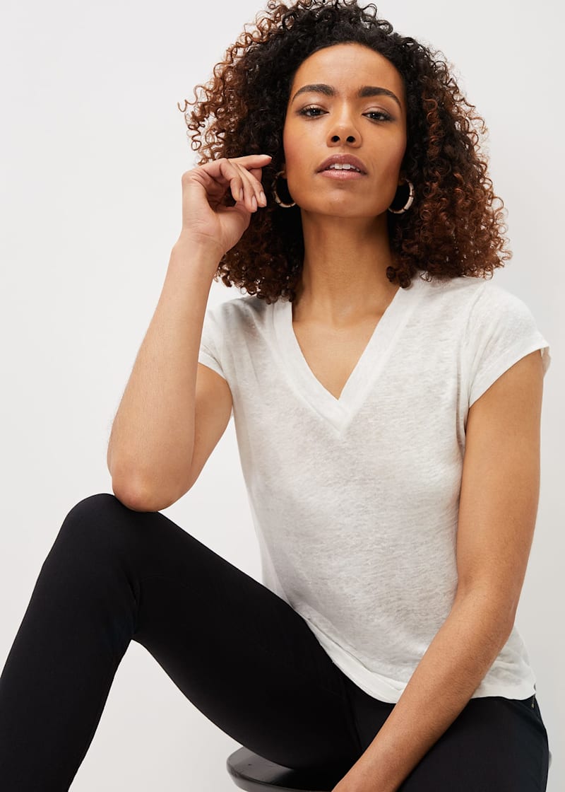 Emera Linen V Neck Top