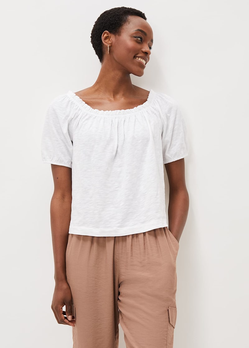 Ruched peasant top shop