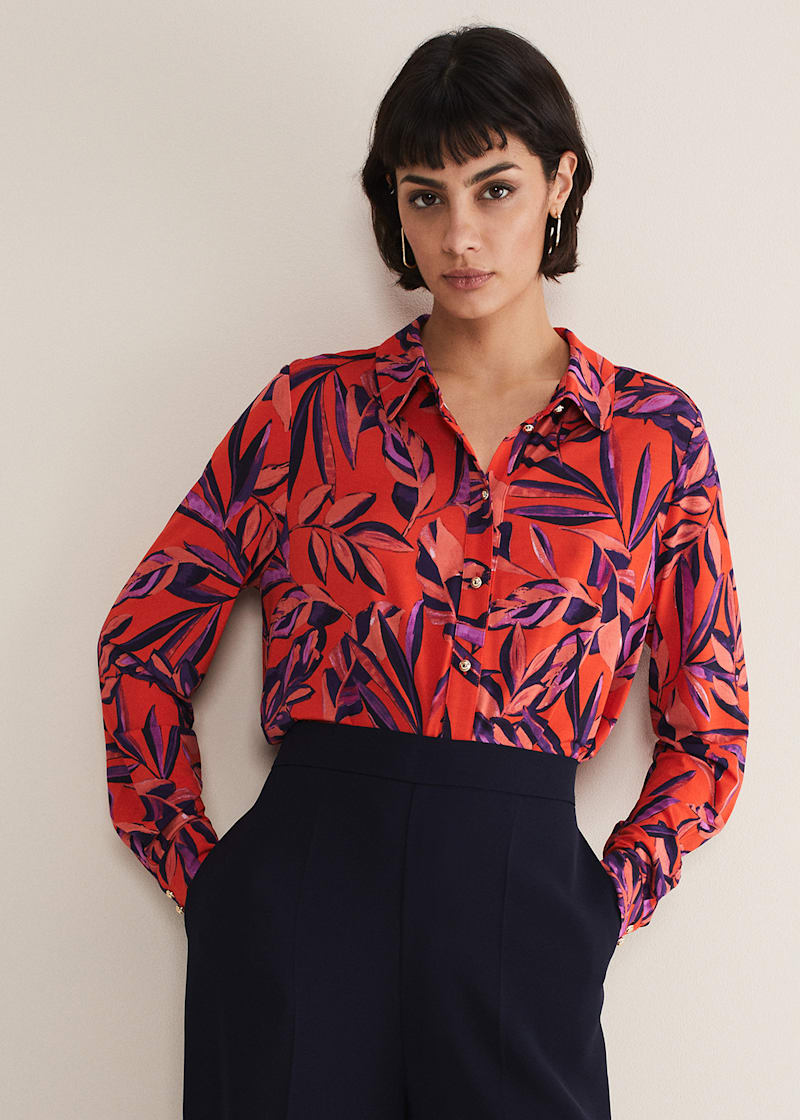 Shareen Leaf Print Shirt | Phase Eight UK