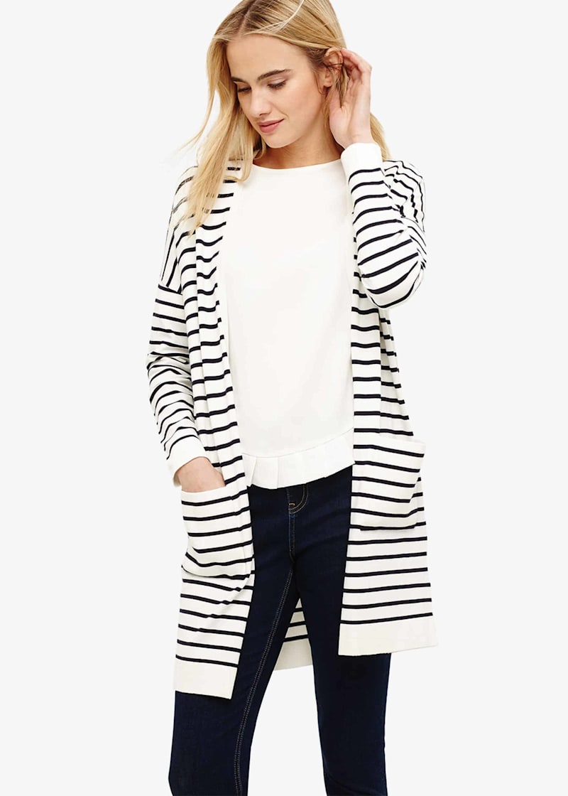 Striped longline cardigan cheap