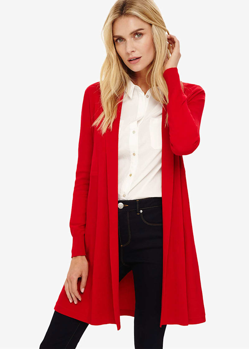 Long red cardigan top