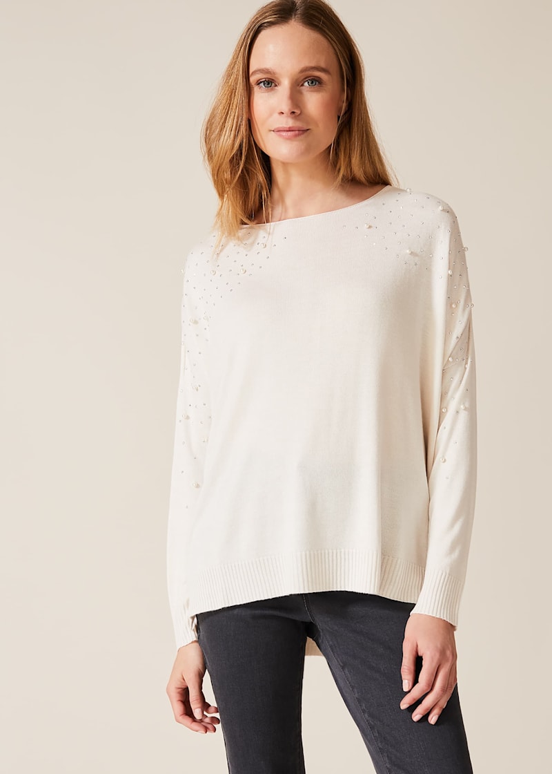 Grey embellished jumper discount