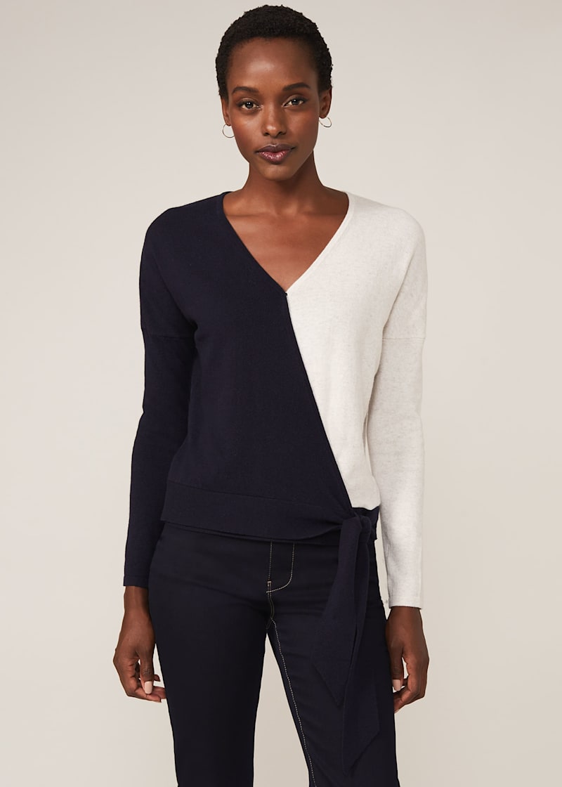 Maliah Colourblock Wrap Knit Top