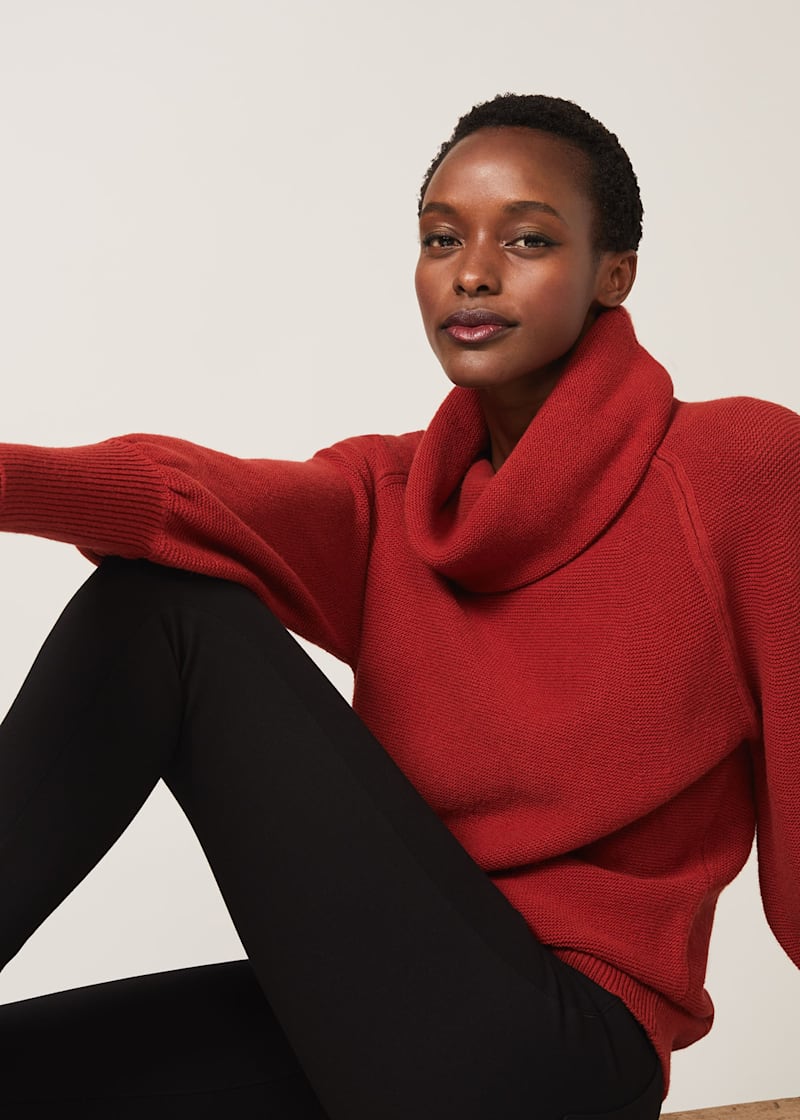Red cowl neck jumper discount