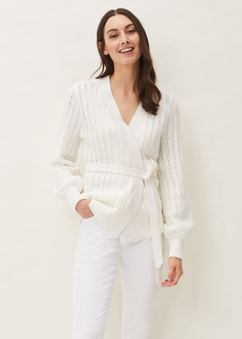 White wrap new arrivals sweater
