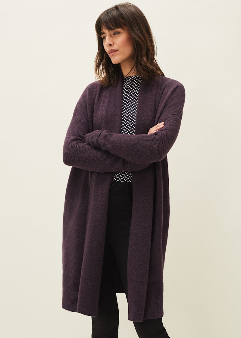 Longline fluffy cardigan clearance