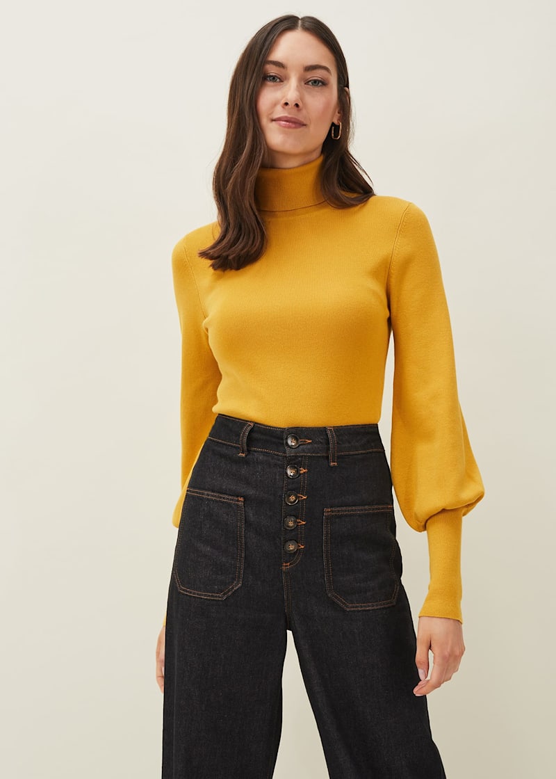 Phase eight lamona print knit deals top yellow