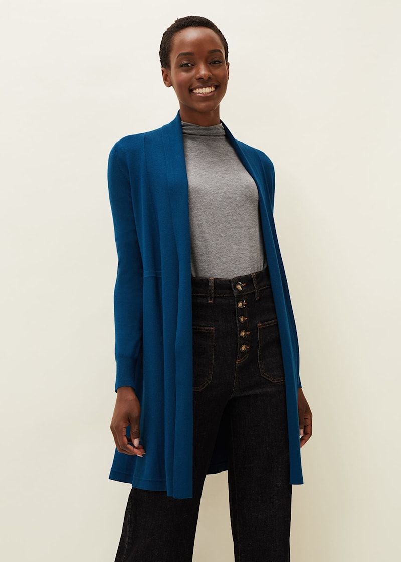 Fine knit longline cardigan sale