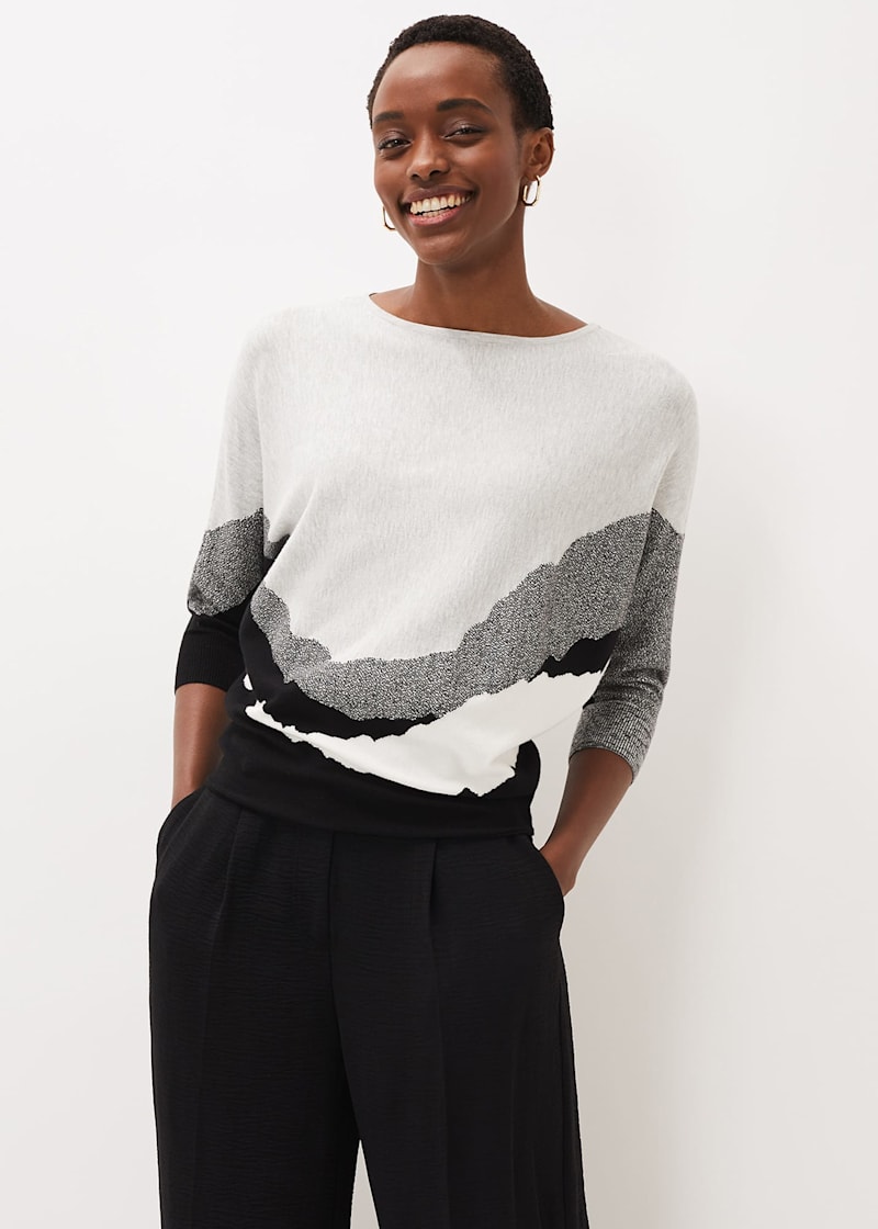 Black and online white knitted jumper