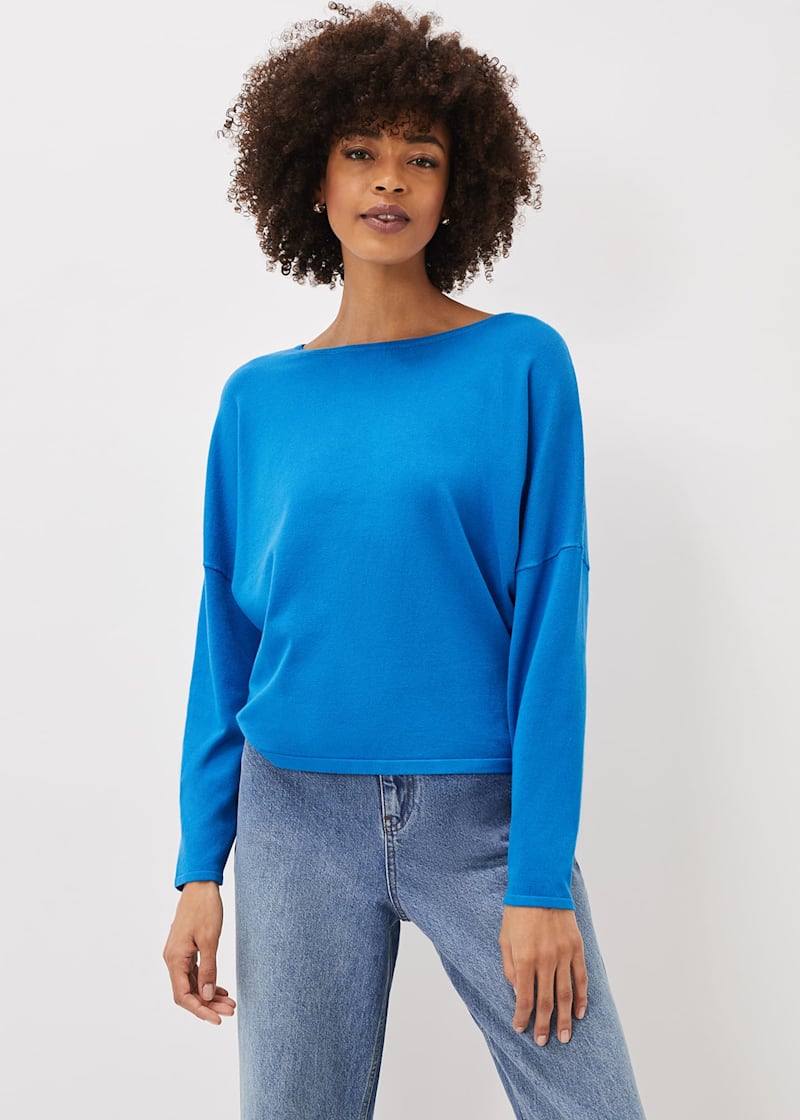 Blue fine knit jumper top