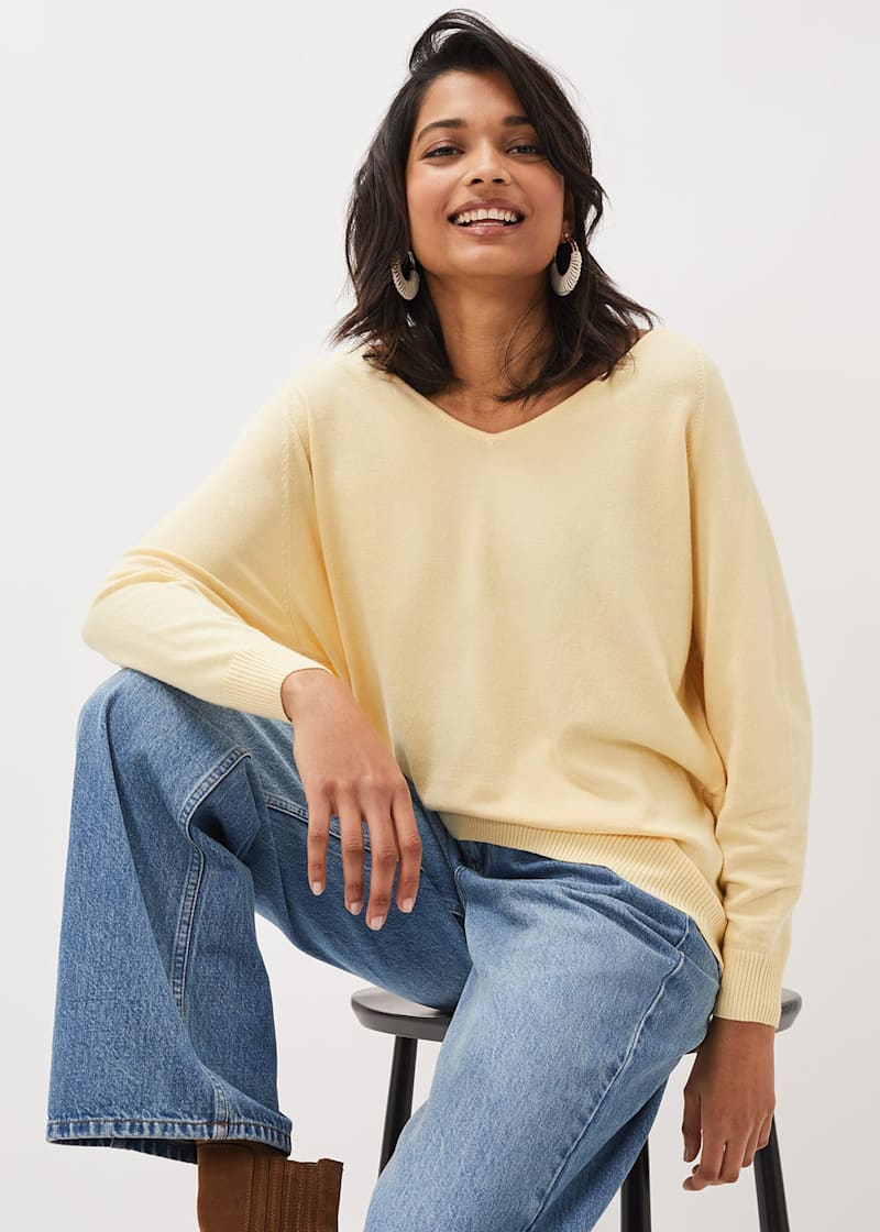 Yellow fine knit jumper outlet