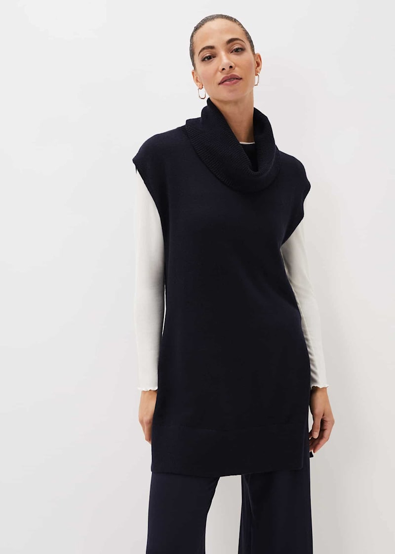 Sleeveless turtleneck sweater tunic outlet