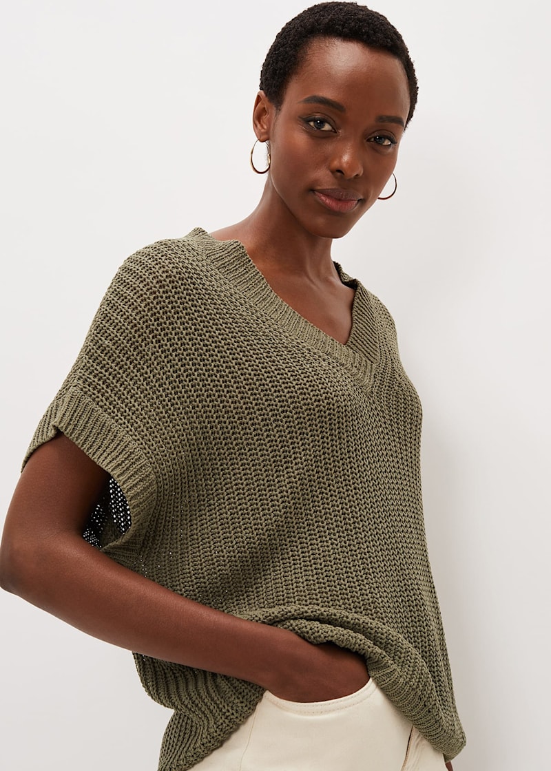Lizzia V Neck Chunky Stitch Knit