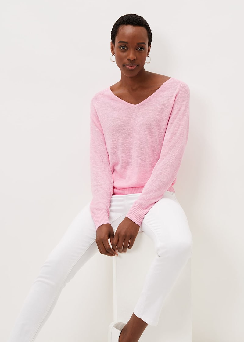 Senita Linen V Neck Jumper