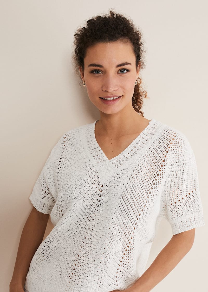 Crochet knit top discount