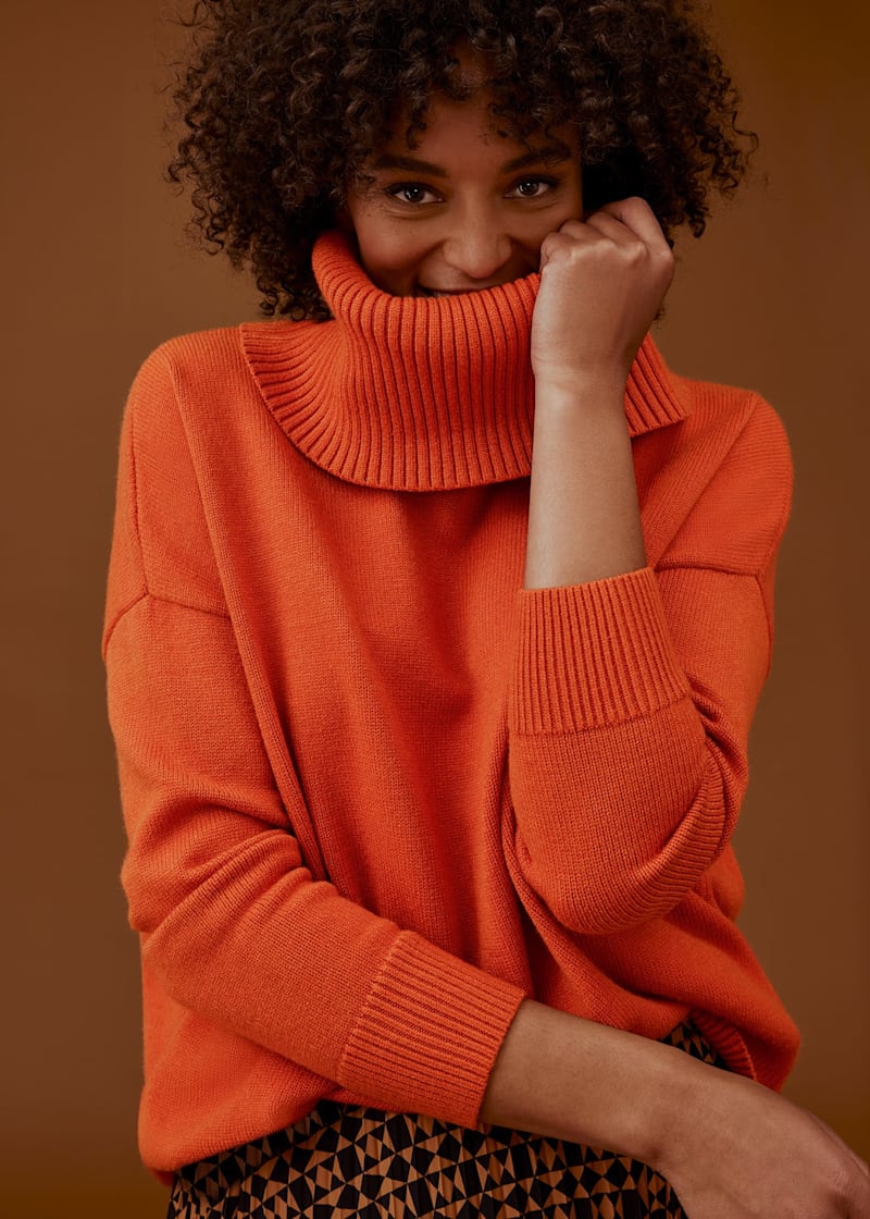 Orange chunky cheap knit sweater