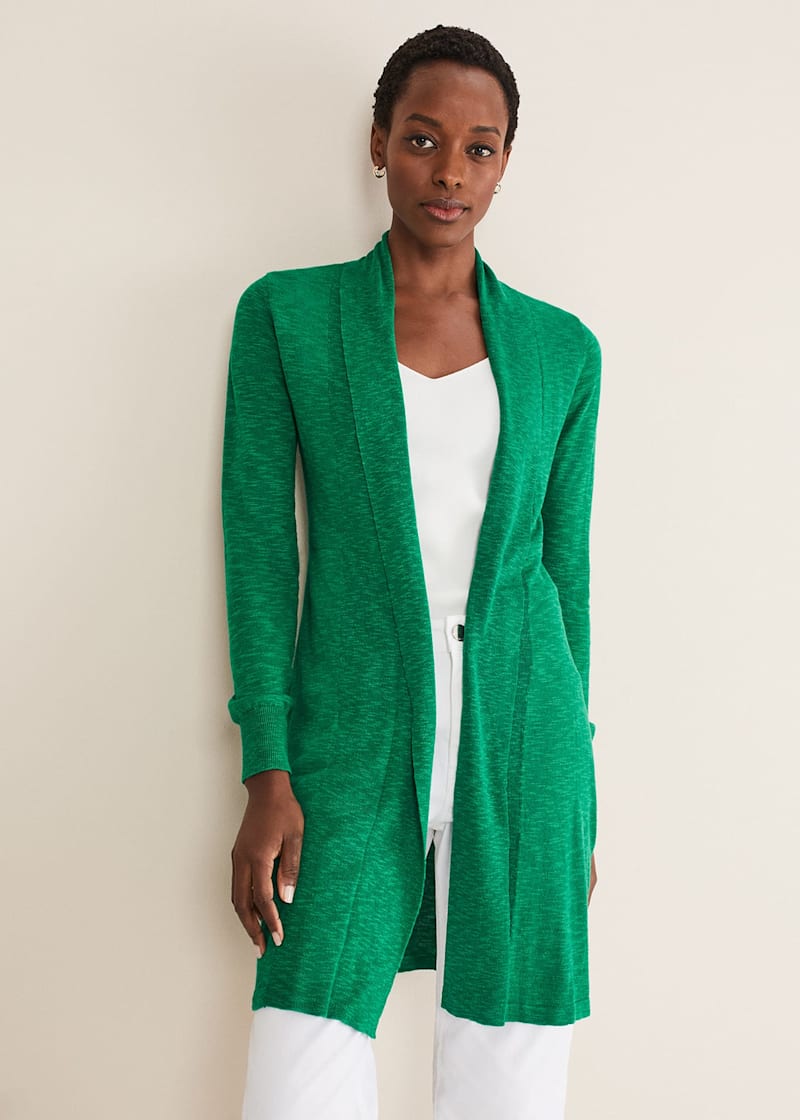 Fine knit longline discount cardigan