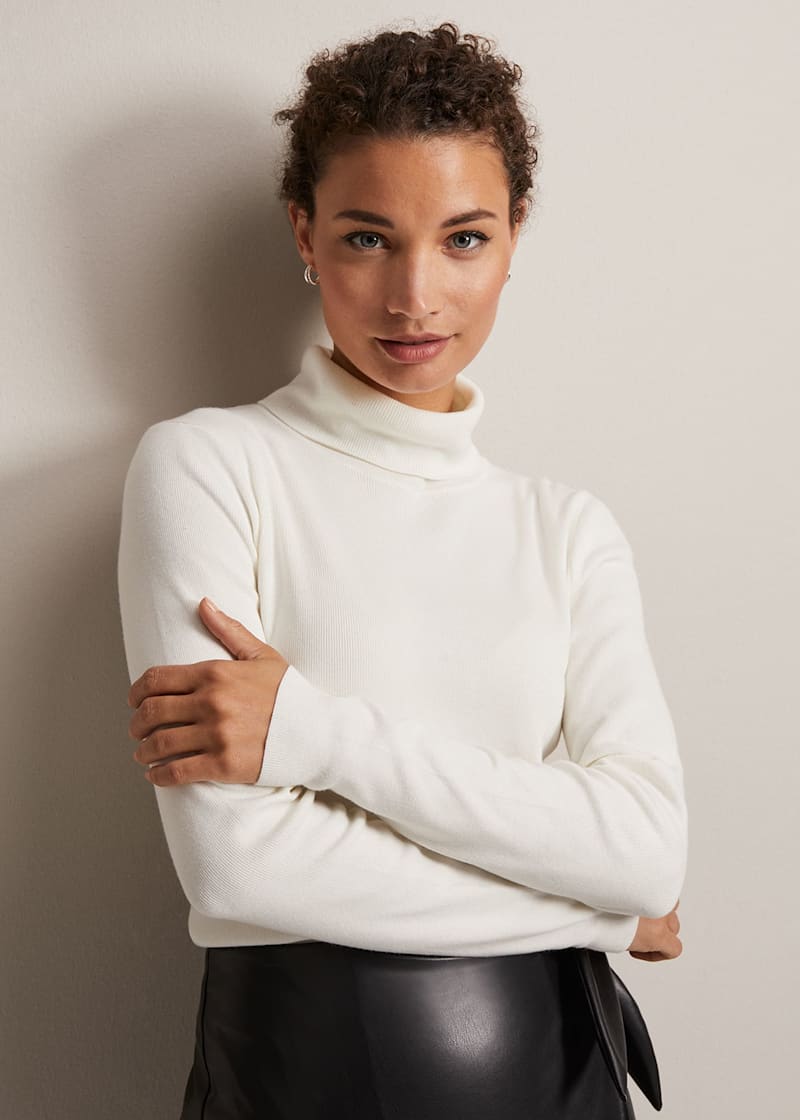 Ivory polo neck jumper discount